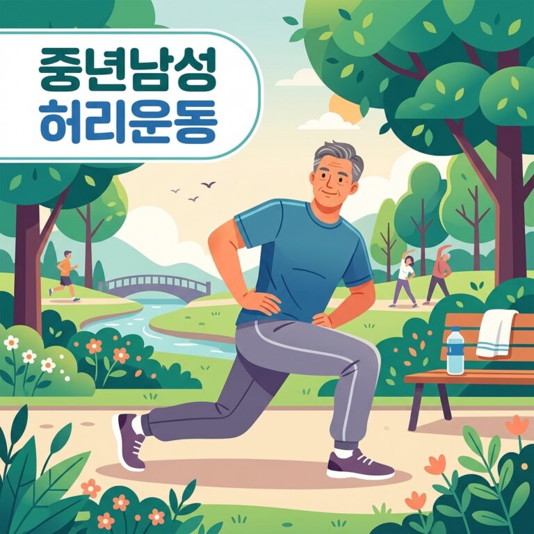 ai thumbnail illustration 중년남성 허리운동 1789854216